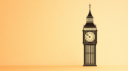 Iconic Clock Tower Silhouette Against Warm Background