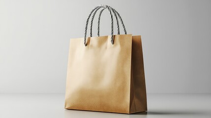brown paper shopping bag isolated on transparent background Generative Ai., on white background
