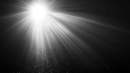 Centered white light rays on black background. Heaven light animation from center. Dynamic light rays footage., on white background