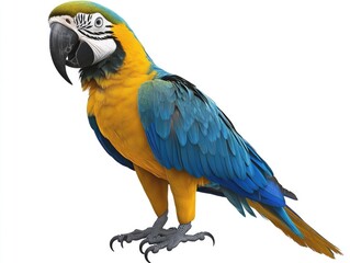 Fototapeta premium Blue and Yellow Parrot on White Surface