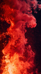Dramatic red smoke explosion with fiery atmospheric tones