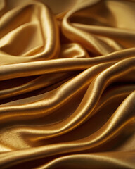 Fototapeta premium The gold silk material is delicate and finely woven.