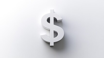 Obraz premium White Three-Dimensional Dollar Sign on Clean Background for Financial Concepts and Economic Themes