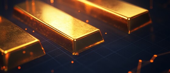 Gold bars stacked on financial graphs illustrating investment trends, wealth accumulation, and the appeal of precious metals in todays market analysis.