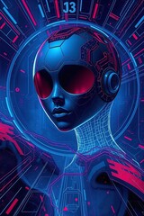 Cybernetic Alien with Futuristic Neural Interface