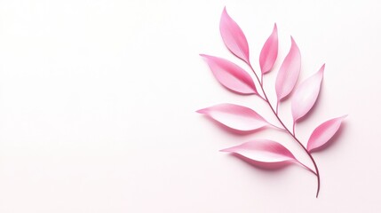 Obraz premium Soft Pink Leaf Element on White Background for Elegant Design and Nature-Inspired Projects