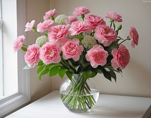 Fototapeta premium Pink Carnation Bouquet for Mother's Day Celebration