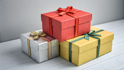 A red gift box with a golden ribbon and bow, perfect for any celebration