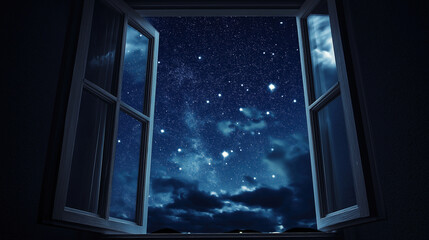 night sky-view from open window