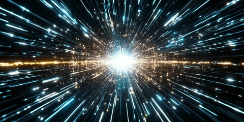 Abstract Glowing Circuit Lines Background, Dynamic Blue Technology Design, Vector Illustration