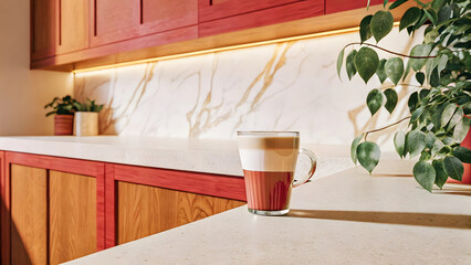 A glass of coffee a refreshing beverage on a wooden table