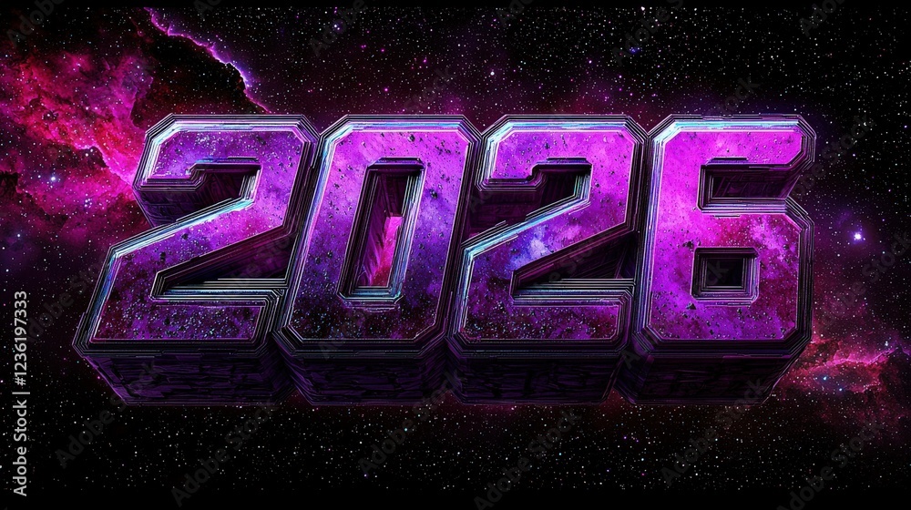 Wall mural swirling cosmic dust creates a 3d floating text 