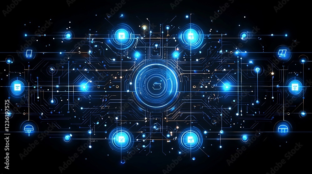 Poster futuristic digital network interface.