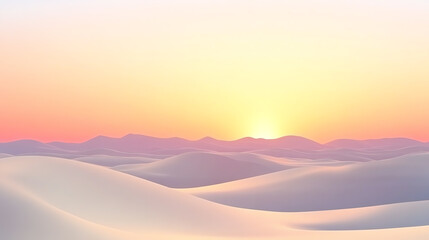 Obraz premium sunrise over soft, undulating sand dunes, soft and smooth, desert-like atmosphere, warm tones, organic patterns