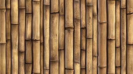 Fototapeta premium A seamless bamboo pattern in a vertical arrangement, showcasing the texture of the stalks.