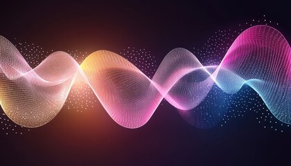 Fototapeta premium Abstract Colorful Wavy Lines, Digital Data Visualization, Smooth Flowing Curves on Dark Background