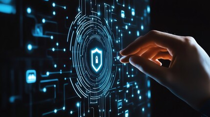 A cybersecurity expert analyzing a firewall on a computer.