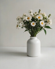 Gifts and flowers are beautifully set against a plain background.