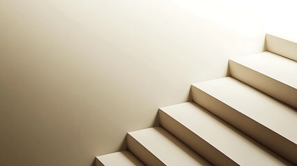 Beige Staircase Against A Light Beige Wall