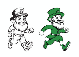 Leprechaun Running Illustration for St. Patrick's Day,  A cheerful leprechaun character vector