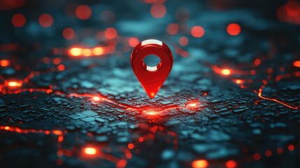 Red location Pin pointer on map animated cartoon on black screen background with alpha. Information, point of interest, active rest red map icons. Looped frame, on white background