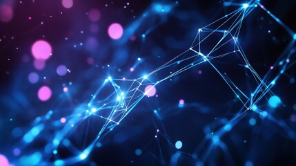 Obraz premium Network connectivity and data visualization with abstract glowing lines in a digital space. Technology, innovation, and modern design for web and app backgrounds.