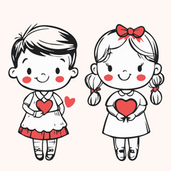 Illustrations of cute couple love in Valentine's festival