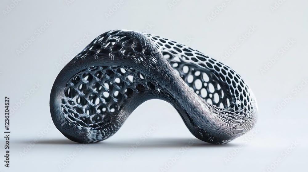 Poster Abstract 3D-printed metallic sculpture with intricate lattice structure.
