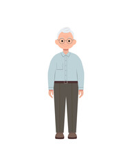 Grandfather. Old man with gray hair. Vector color illustration.