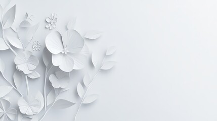 Elegant White Paper Flowers and Leaves Design