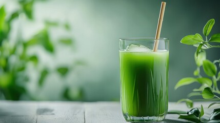 A glass of refreshing juice served with a bamboo straw, promoting sustainability.