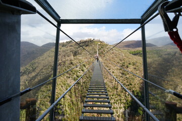 Sellano tibetan bridge, Valnerina, Umbria, Italy