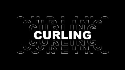 Curling sports name text animation 4K video.