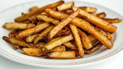 Crispy Golden French Fries on White Plate