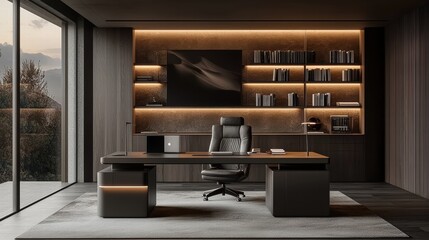 Modern Virtual Presentation Background for Teams Meetings in a Stylish and Elegant Office with Sleek Design and Modern Aesthetic