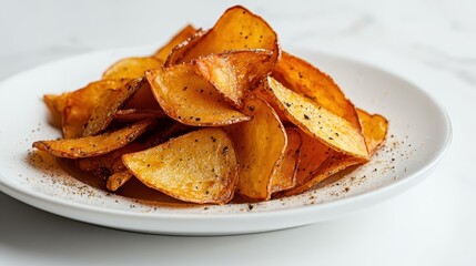 Crispy Potato Chips on a White Plate