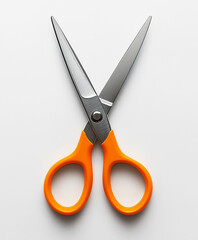 mischievous pair of scissors with orange handles, perfect for crafting and cutting tasks. Their shiny blades and vibrant color add playful touch to any workspace