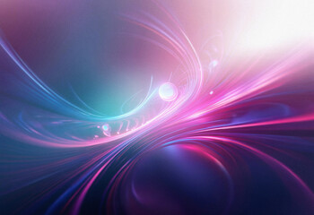 Fototapeta premium Abstract sci-fi background featuring a double exposure effect. Swirling, vibrant pink, purple, and teal light streaks create a dynamic, ethereal composition.