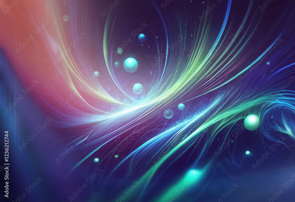 Poster abstract sci-fi background featuring a double exposure effect. swirling, luminous lines and glowing 