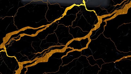 Luxurious Black Marble with Striking Golden Veins
