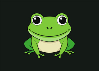 Obraz premium Happy frog with big smile sitting on the leaf vector cartoon illustration isolated on white background