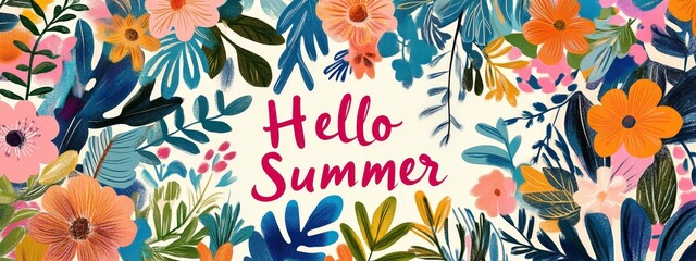 inscription hello summer. Selective focus