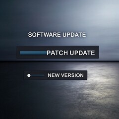 Update software application upgrade technology concept. Software update or Operating system, patch update, updating progress bar, Install app patch, new version, Improved security, program downloading