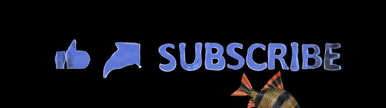 like share subscribe button with barbus fish jumps transparent background
