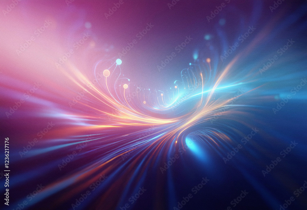 Poster abstract sci-fi double exposure background. glowing streaks of light and energy flow, creating a dyn