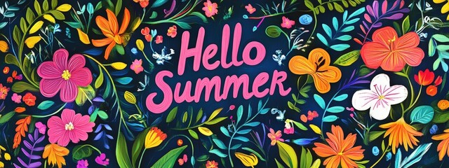 inscription hello summer. Selective focus