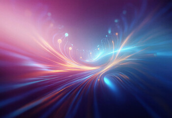 Abstract sci-fi double exposure background. Glowing streaks of light and energy flow, creating a dynamic, futuristic landscape.  The vibrant colors blend seamlessly, forming an ethereal, otherworldly 