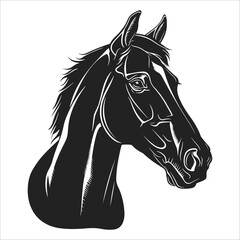 Graceful Horse Head Silhouette with Flowing Mane - Equestrian Design