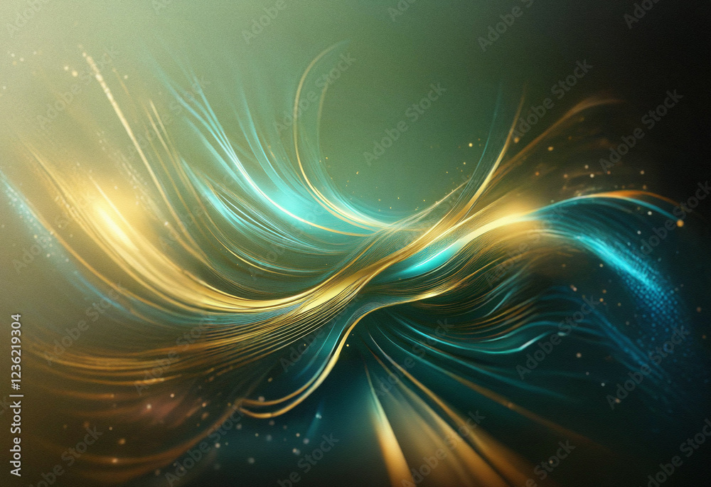 Leinwandbilder abstract sci-fi background featuring a double exposure effect. golden and teal energy flows create a