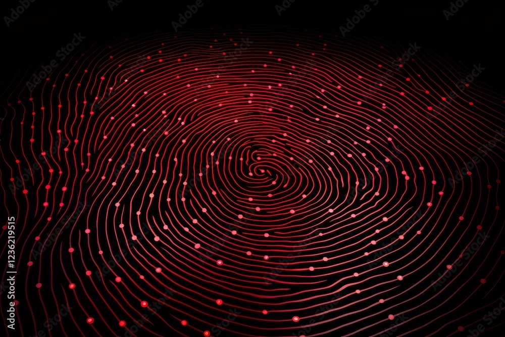Canvas Prints glowing red fingerprint swirls on dark background, symbolizing digital security and biometric identi